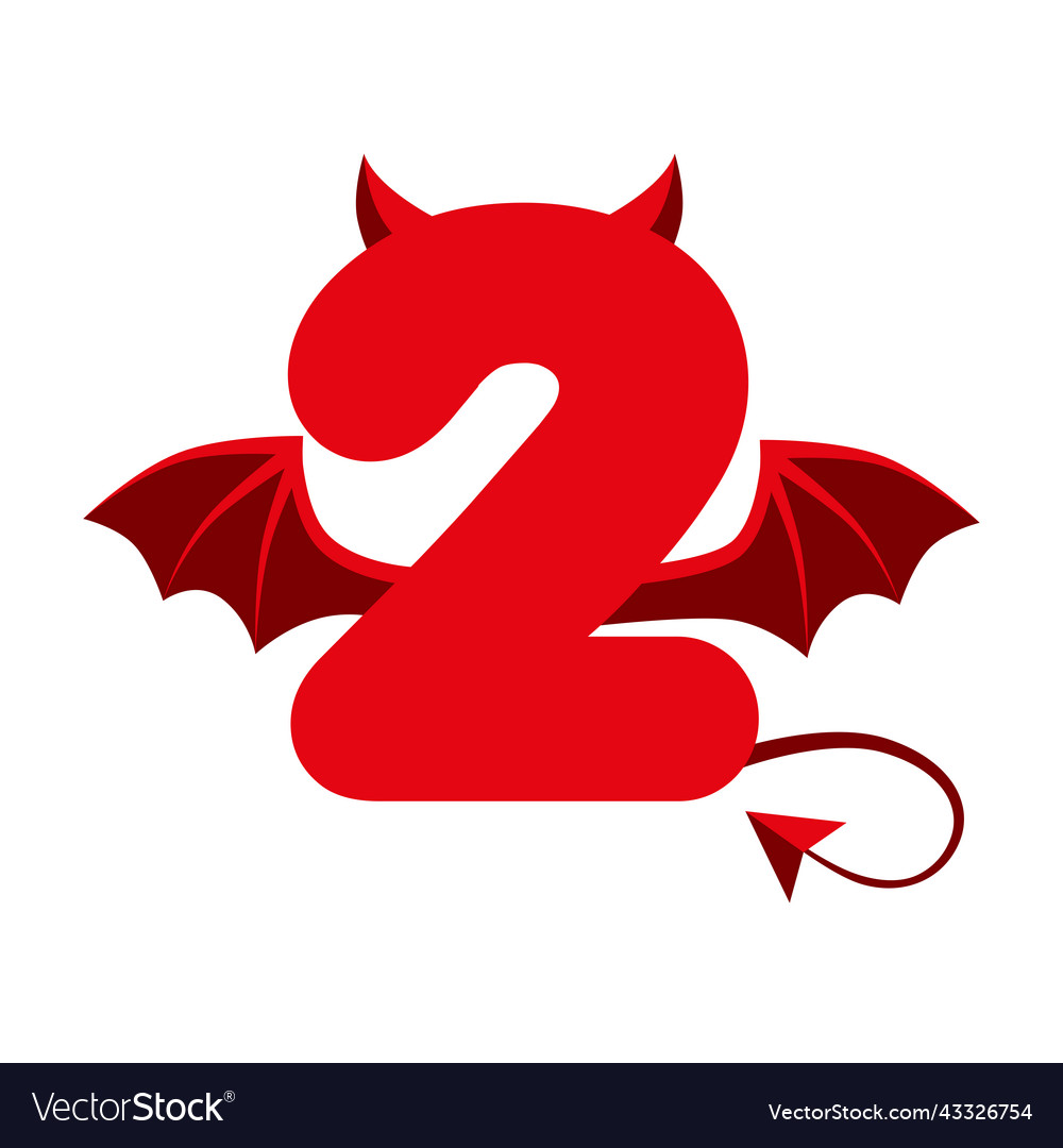 Devil red 2 numbers with wings for ui games Vector Image