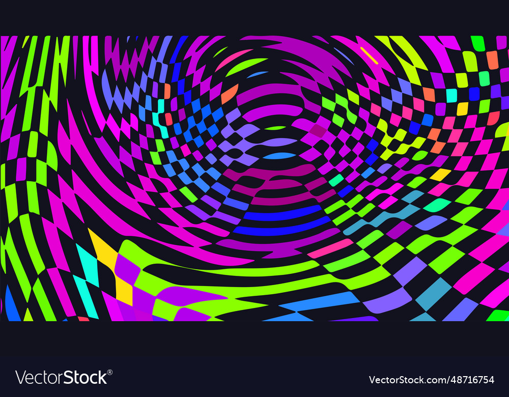 Distorted Neon Checkered Psychedelic