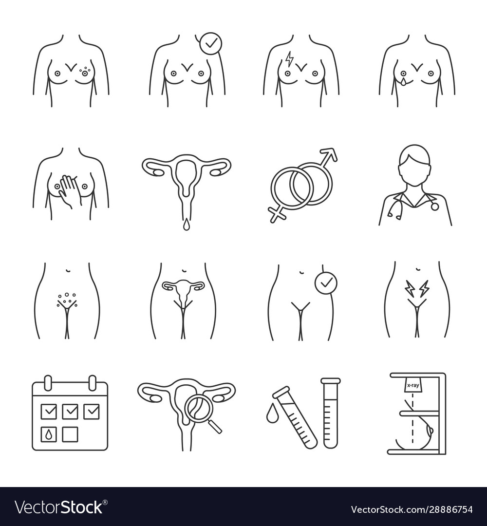 Gynecology linear icons set