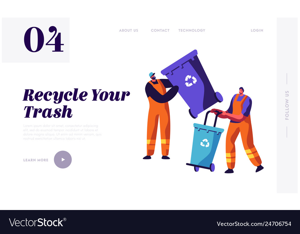 Man Collecting Trash - Recycle Bin