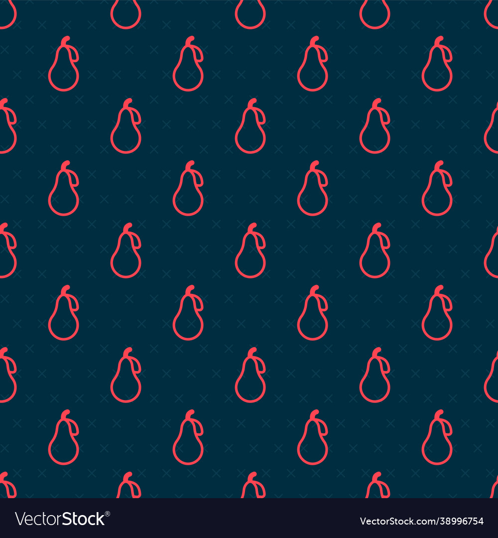 Red line pear icon isolated seamless pattern