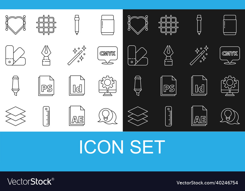 Set line light bulb with concept of idea computer vector image Set line light bulb with concept of idea computer