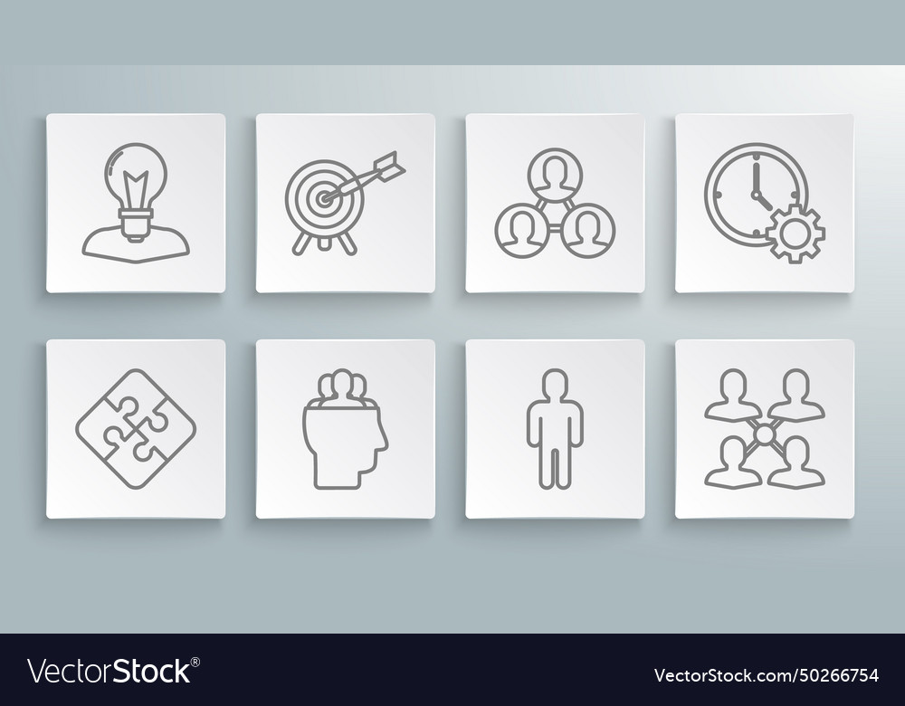 Set line piece of puzzle target with arrow vector image Set line piece of puzzle target with arrow
