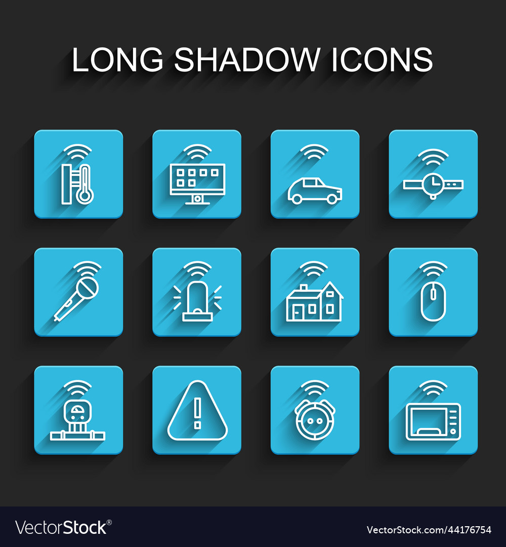 Set line smart sensor exclamation mark vector image Set line smart sensor exclamation mark