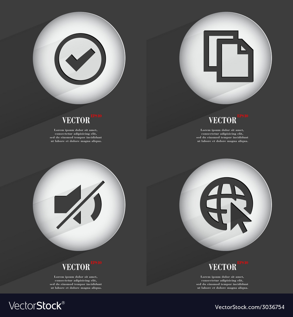 Set of 4 flat buttons icons with shadows