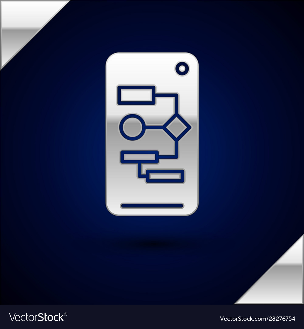 Silver algorithm icon isolated on dark blue vector image Silver algorithm icon isolated on dark blue