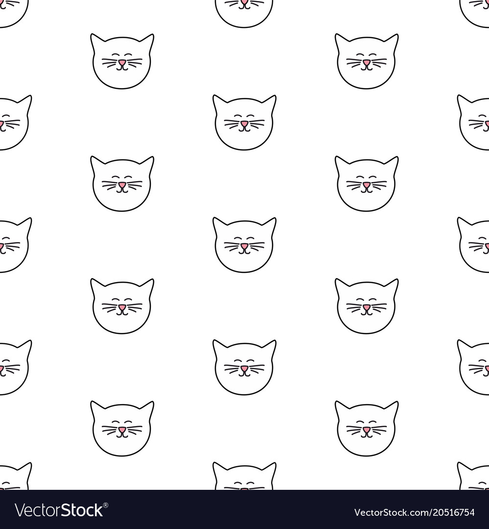 Tile pattern with cats on white background