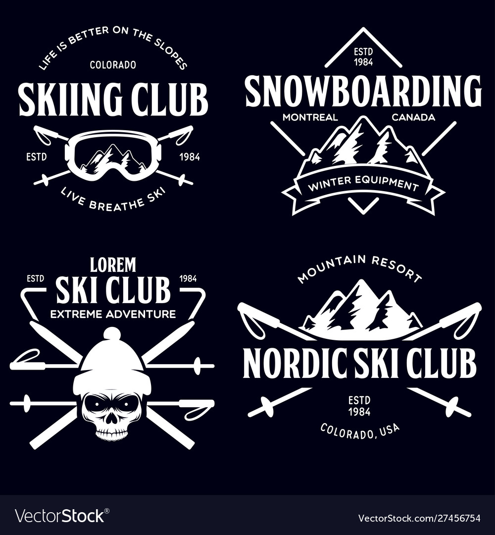 Vintage ski or winter sports logos badges Vector Image