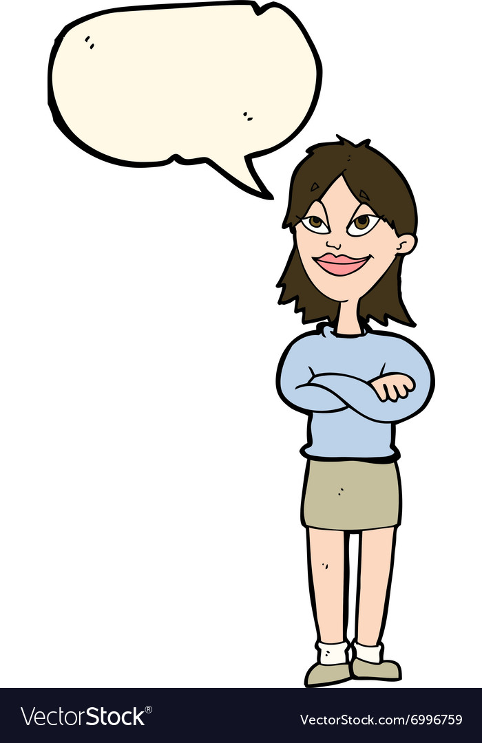 Cartoon proud woman with speech bubble Royalty Free Vector Cartoon proud woman with speech bubble Royalty Free Vector