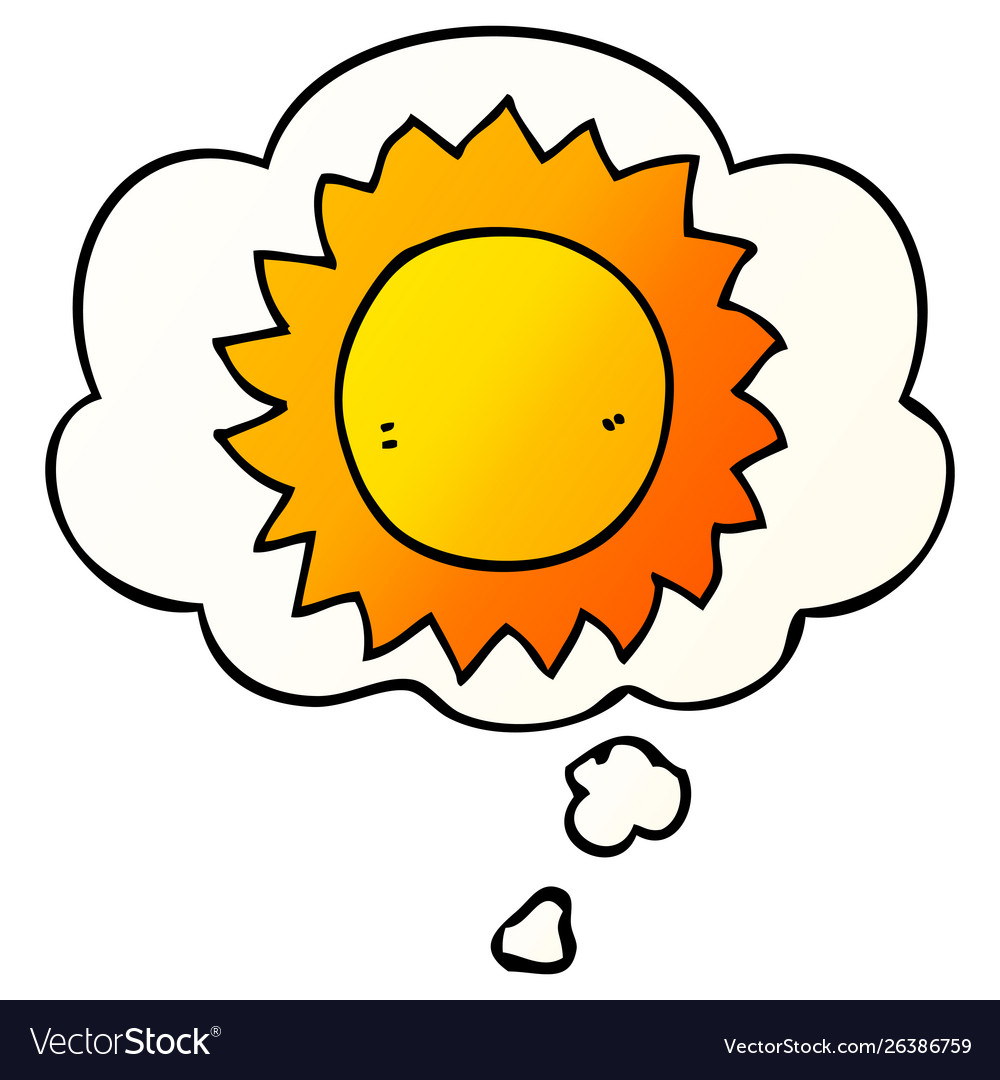 Cartoon sun and thought bubble in smooth gradient