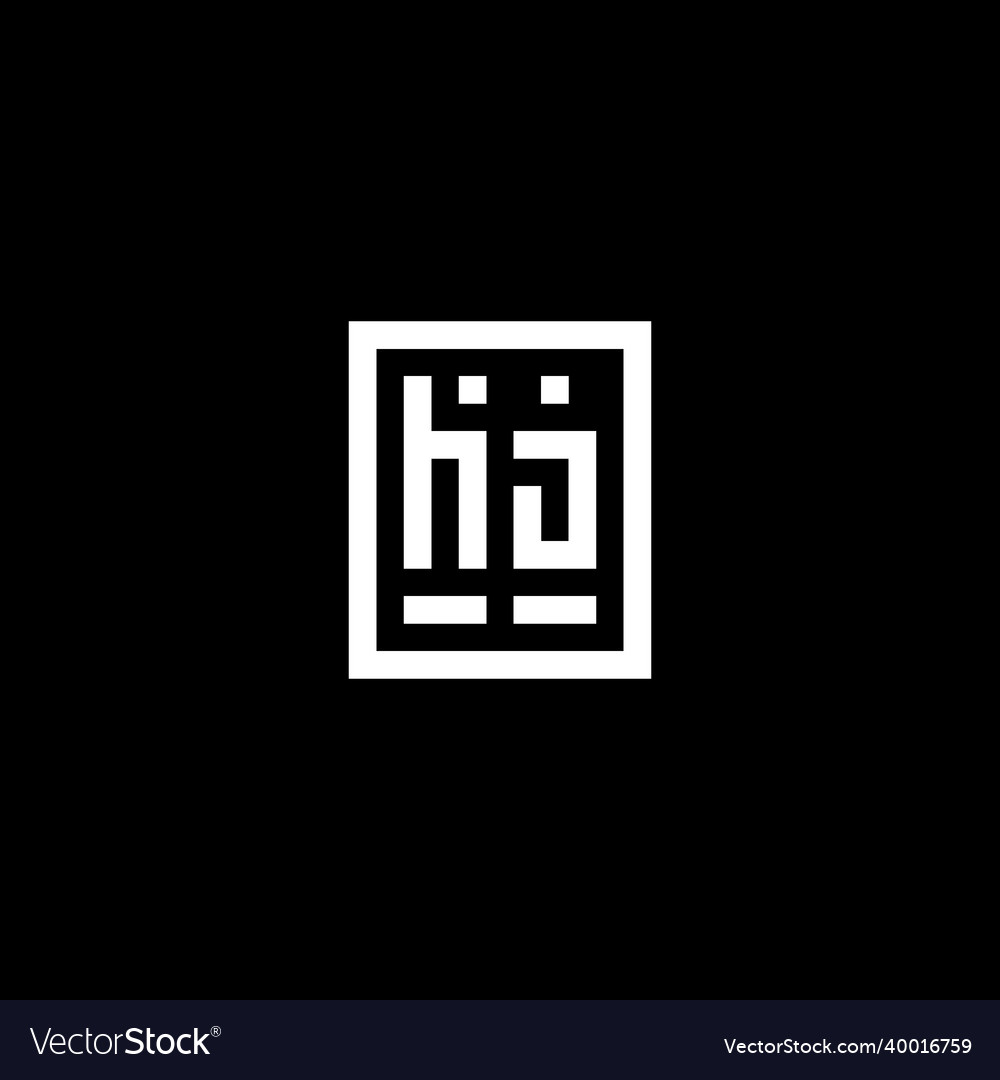 Hj initial logo with square rectangular shape Vector Image Hj initial logo with square rectangular shape