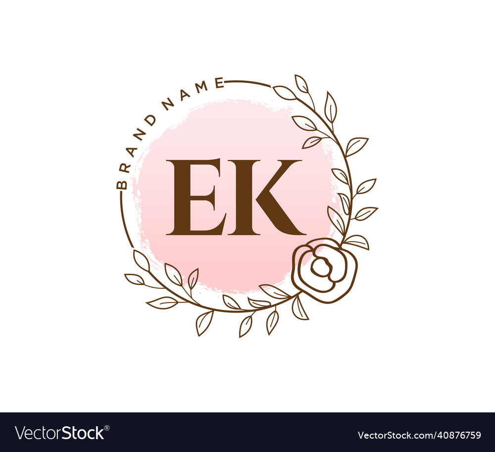 Initial ek feminine logo usable for nature salon