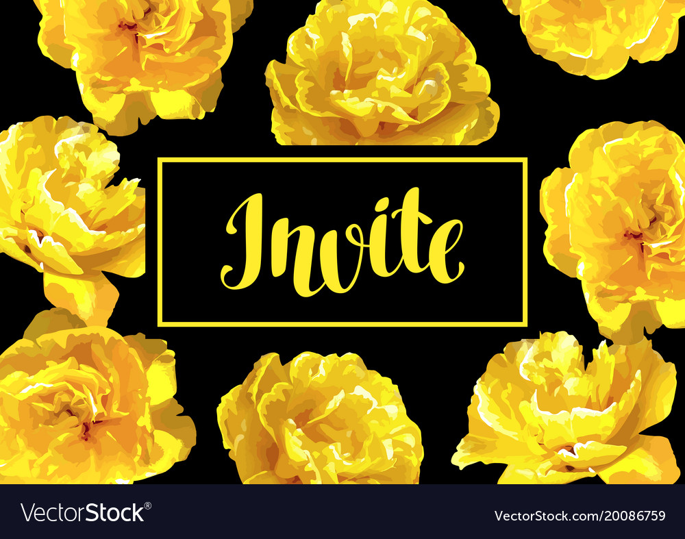 Invitation card fluffy yellow tulips beautiful