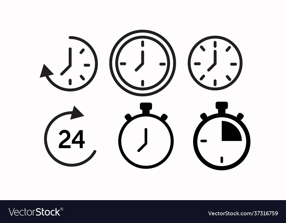 Isolated time and clock line icons