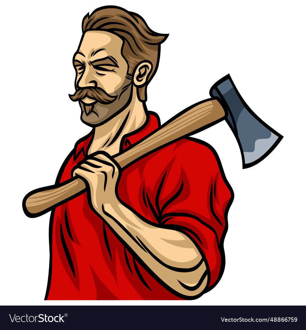 Lumberjack axe character Royalty Free Vector Image