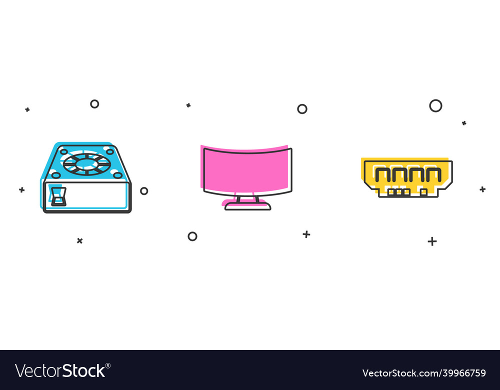Set computer cooler monitor screen and ram