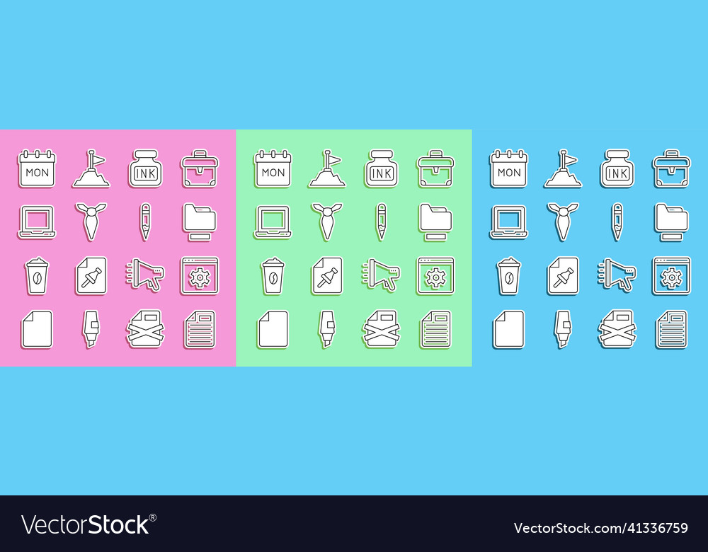 Setzen Sie die Zeile Datei Dokument Browsereinstellung vector image Setzen Sie die Zeile Datei Dokument Browsereinstellung