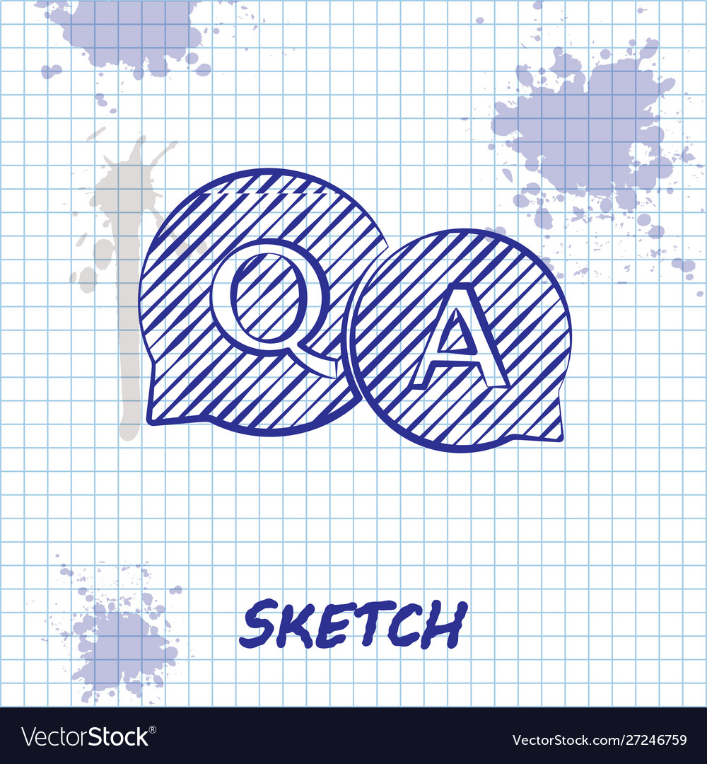 Sketch line speech bubbles with question vector image Sketch line speech bubbles with question