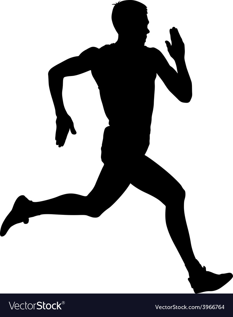 Athlete On Running Race Silhouettes Royalty Free Vector