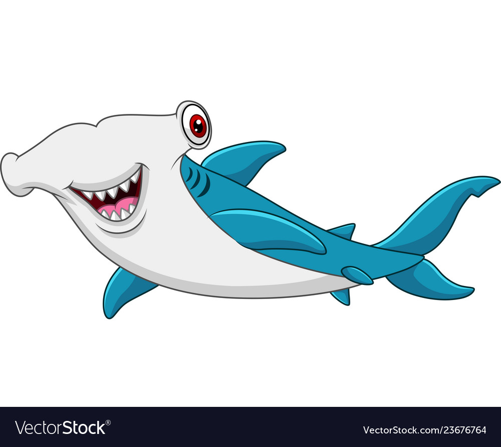 Cartoon hammerhead shark Royalty Free Vector Image