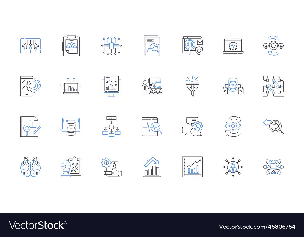 Interface design line icons collection navigation vector image Interface design line icons collection navigation