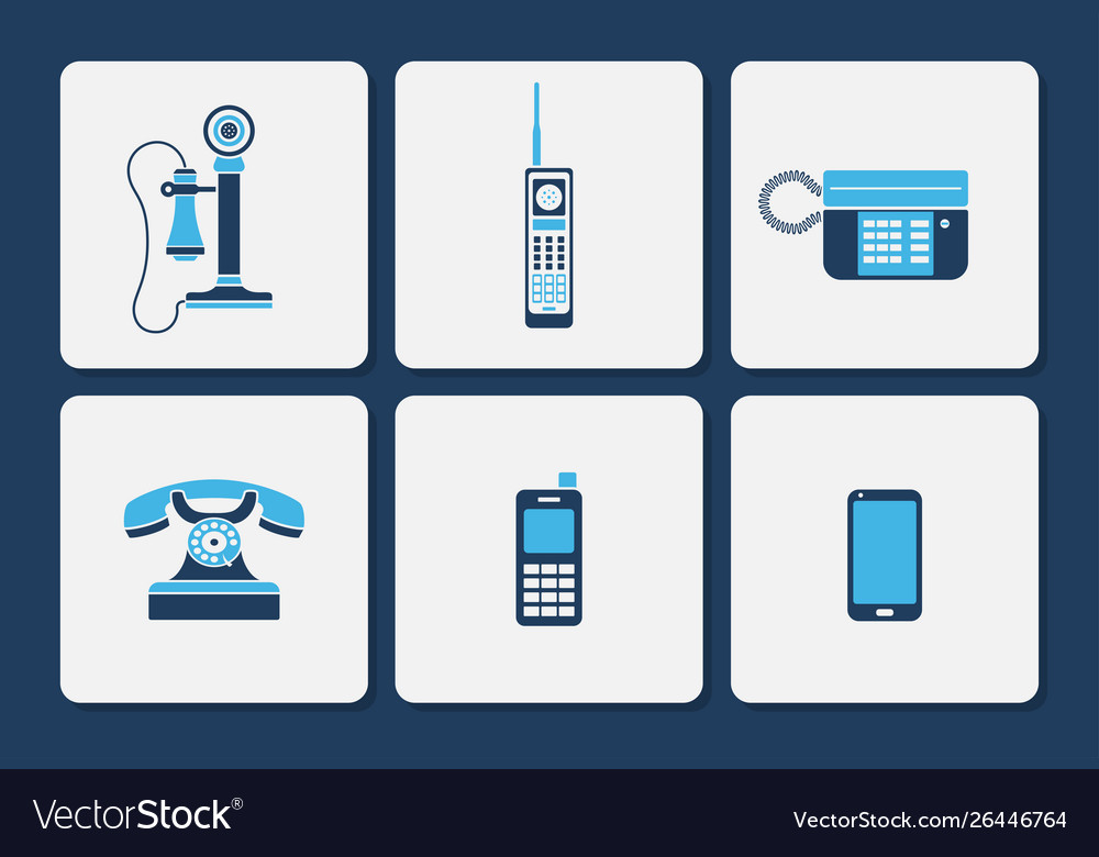 Isolated phone icons in two color shape set vector image Isolated phone icons in two color shape set