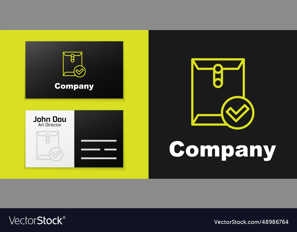 Logotype line envelope and check mark icon vector image Logotype line envelope and check mark icon