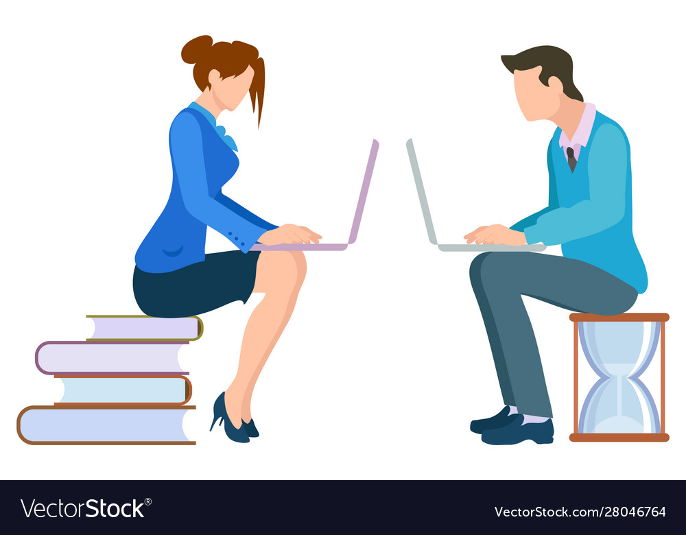 Man and woman working on computer image vector image Man and woman working on computer image