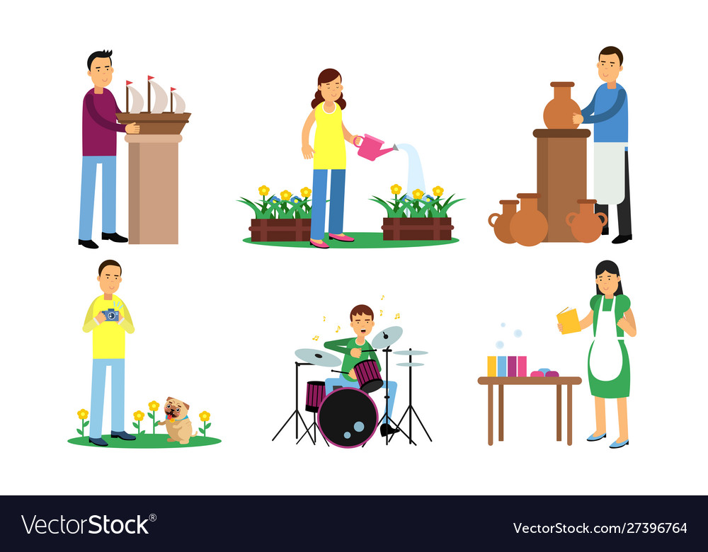 Men and women for different types hobbies Vector Image