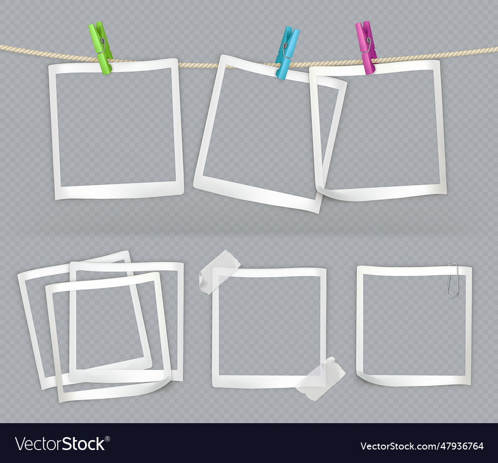 Paper frames with transparency 3d realistic set