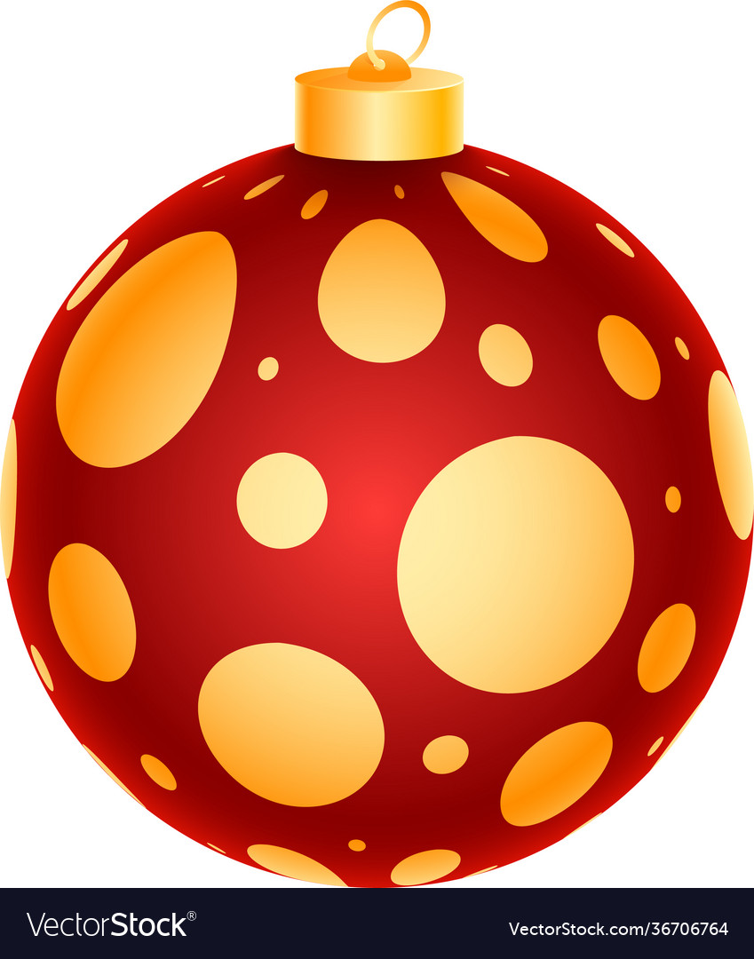 Realistic bauble element in red and golden color