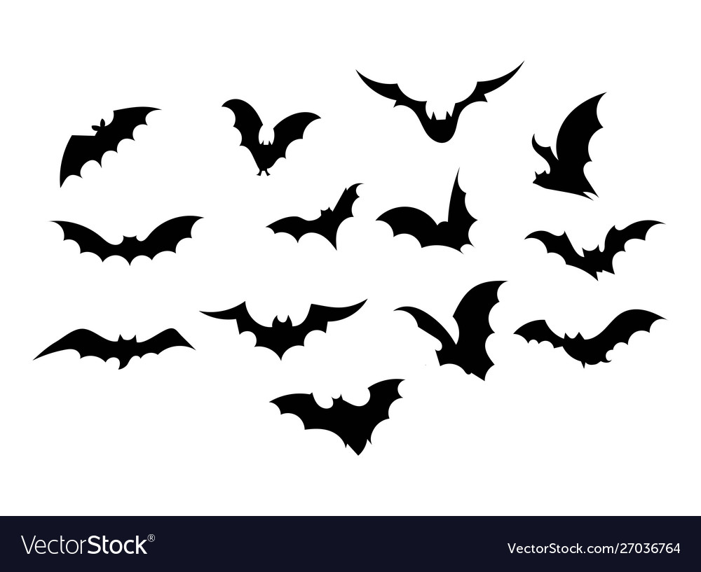 Set bats collection flying Royalty Free Vector Image