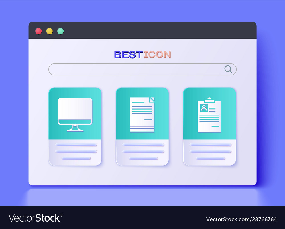 Set document computer monitor screen vector image Set document computer monitor screen