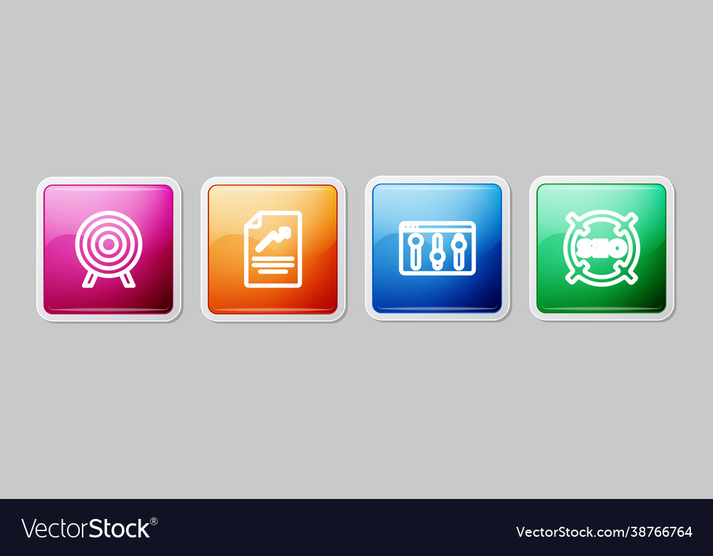 Set line target sport document with graph chart vector image Set line target sport document with graph chart