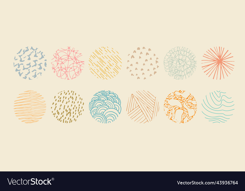 Set of round abstract colored backgrounds hand