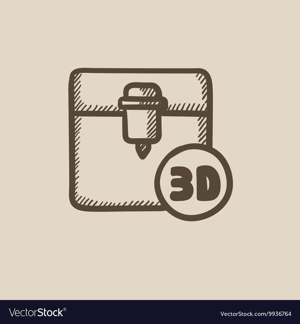 Tree d printing sketch icon