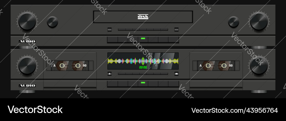Vintage symmetrical black audio stereo rack Vector Image