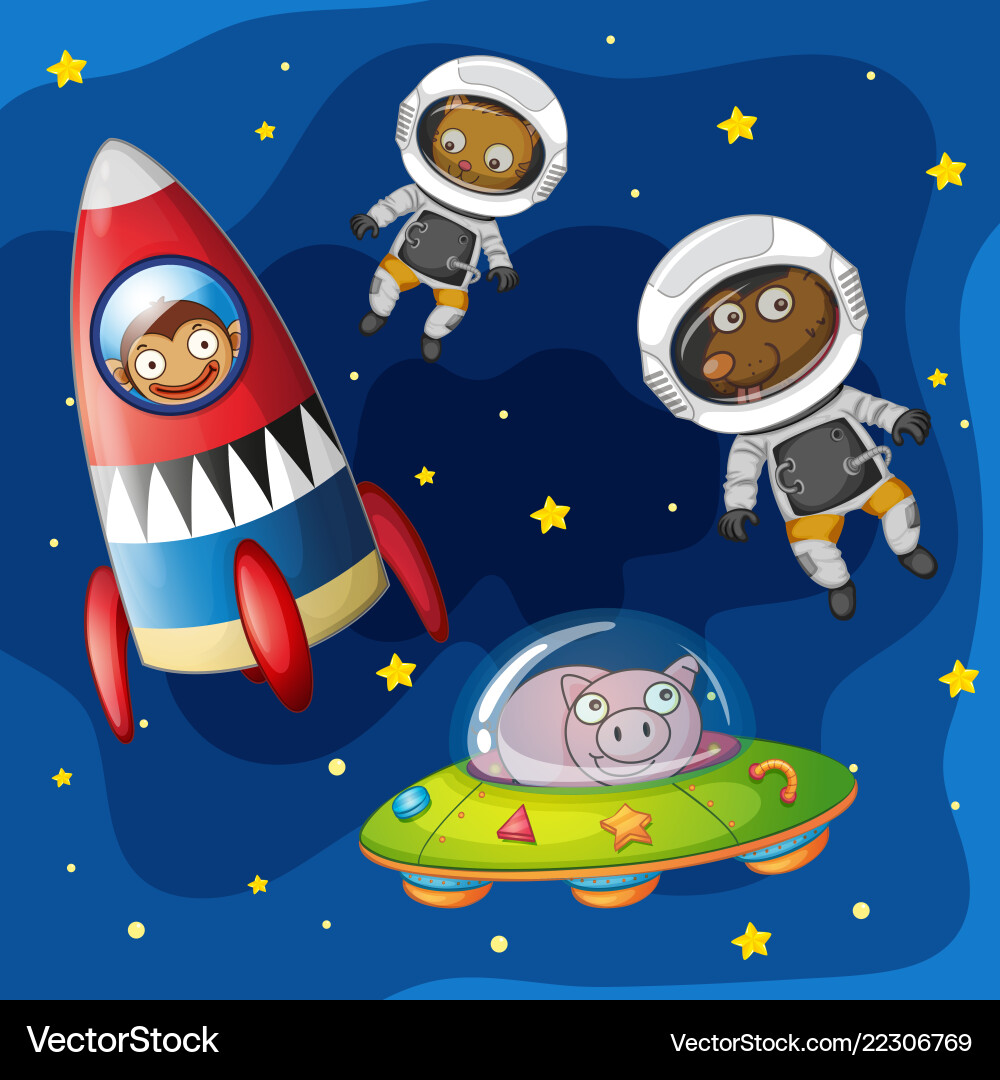 Animals exploring space Royalty Free Vector Image