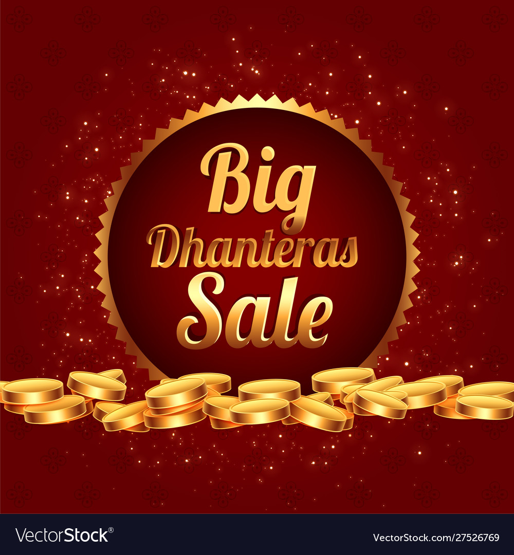 Big dhanteras sale festival banner with golden Vector Image