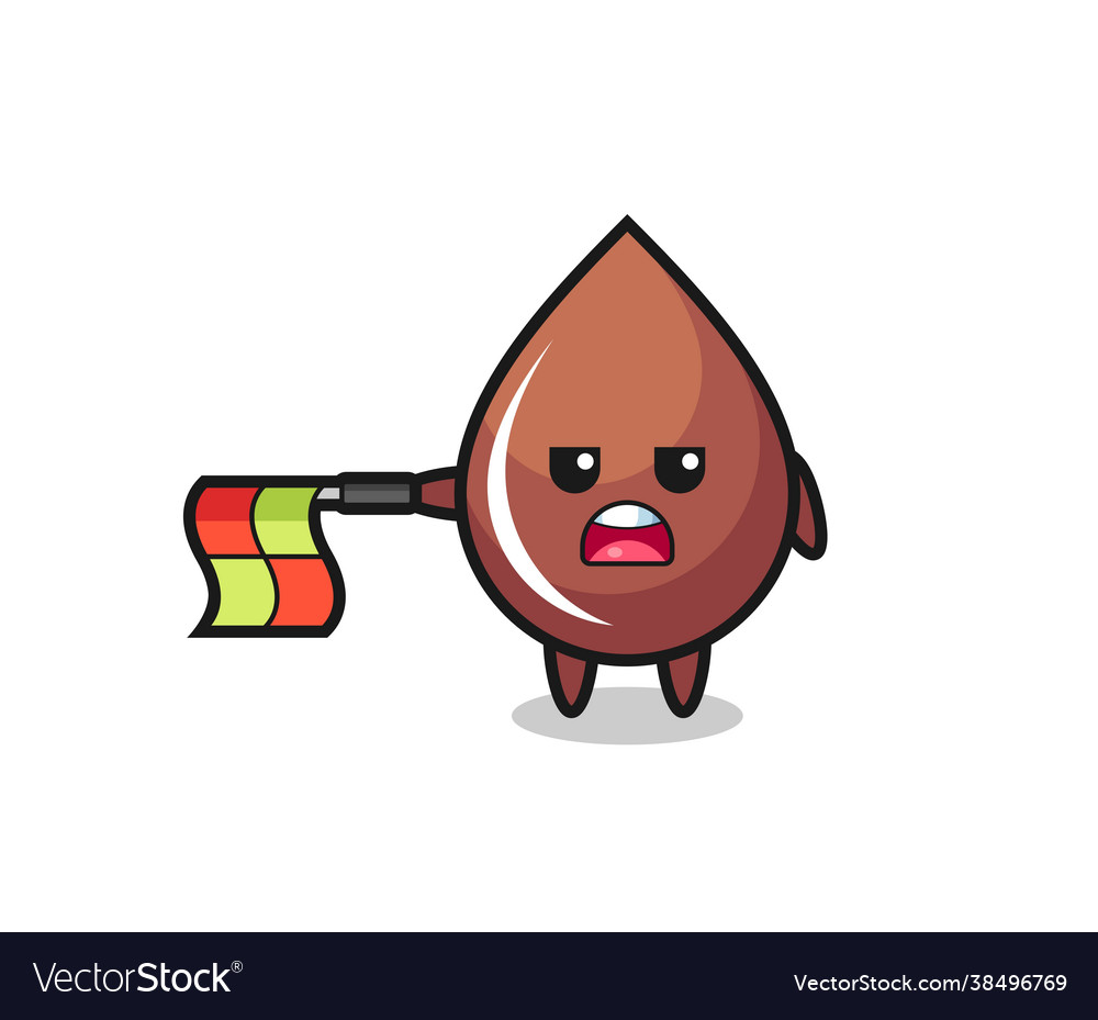 Chocolate drop character as line judge hold Vector Image Chocolate drop character as line judge hold