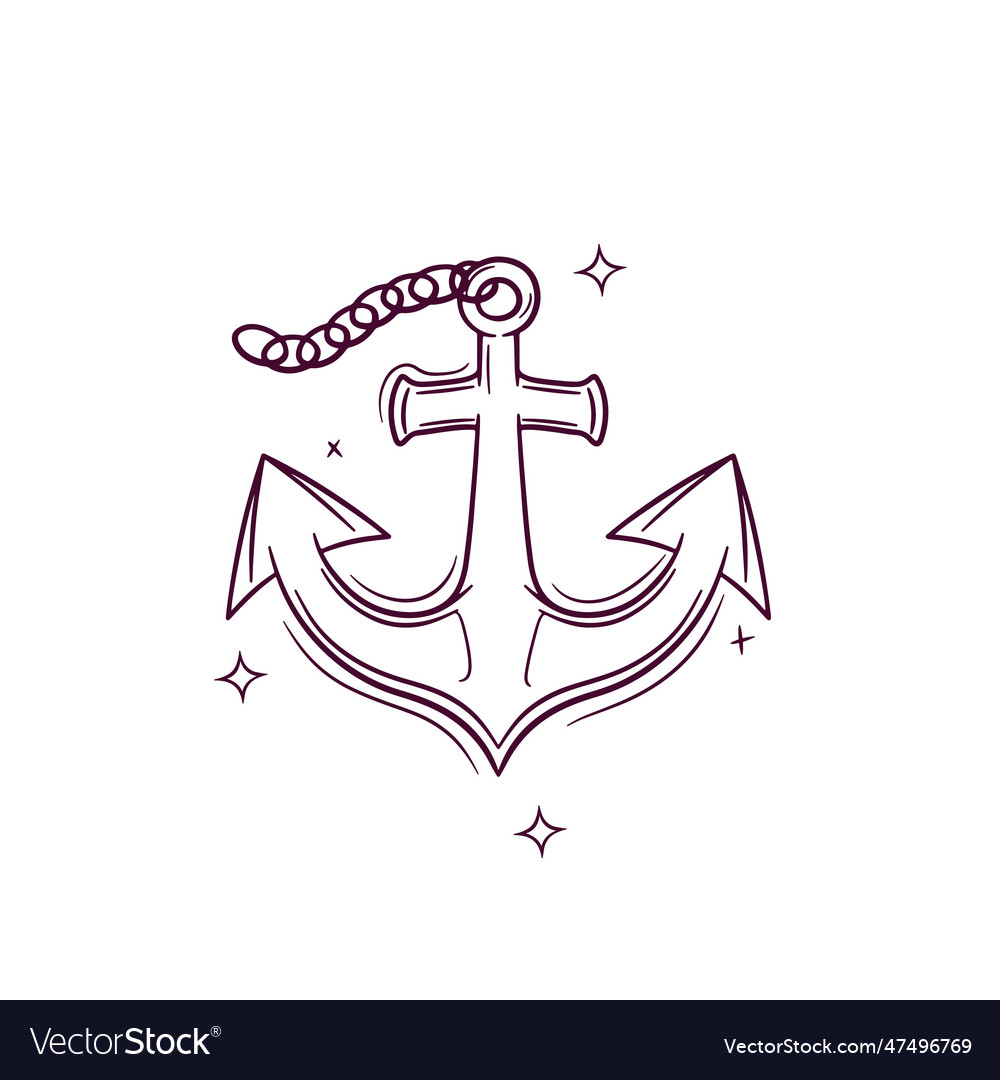 Hand drawn anchor doodle sketch Vector Image Hand drawn anchor doodle sketch