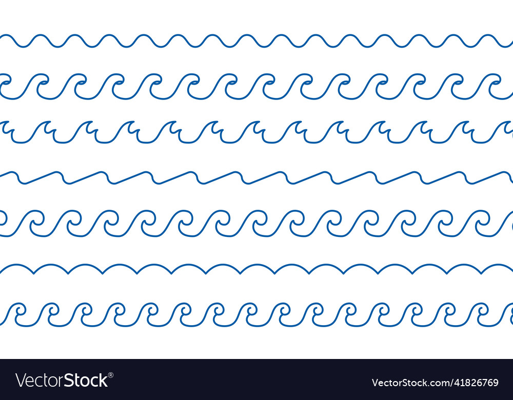Line style sea waves pattern borders