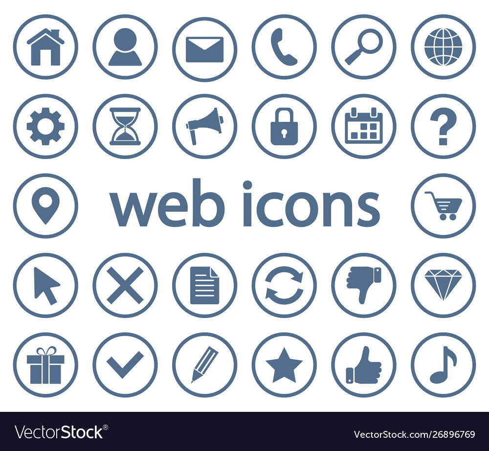 Monochrome set round web icons vector image Monochrome set round web icons