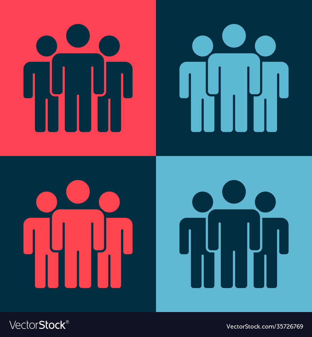 Pop art users group icon isolated on color Vector Image Pop art users group icon isolated on color
