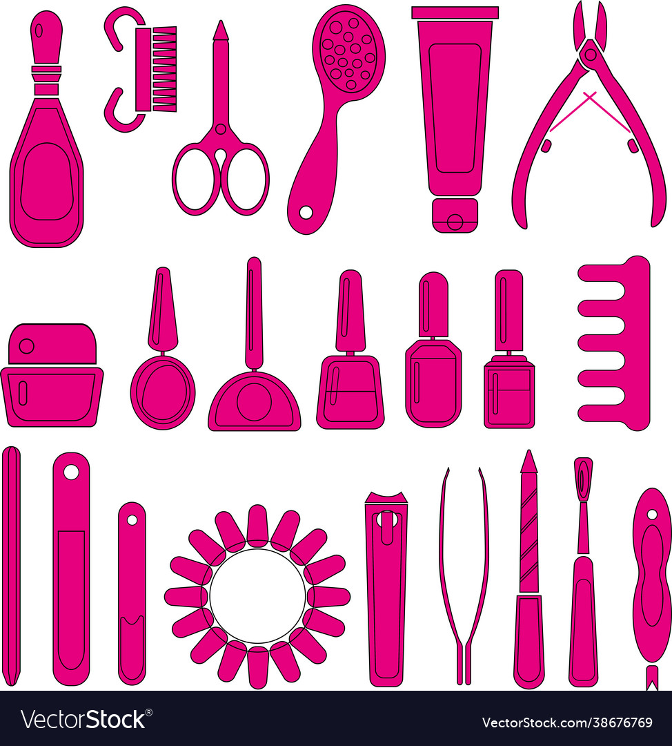 Set with hand drawn elements for nail salon Vector Image
