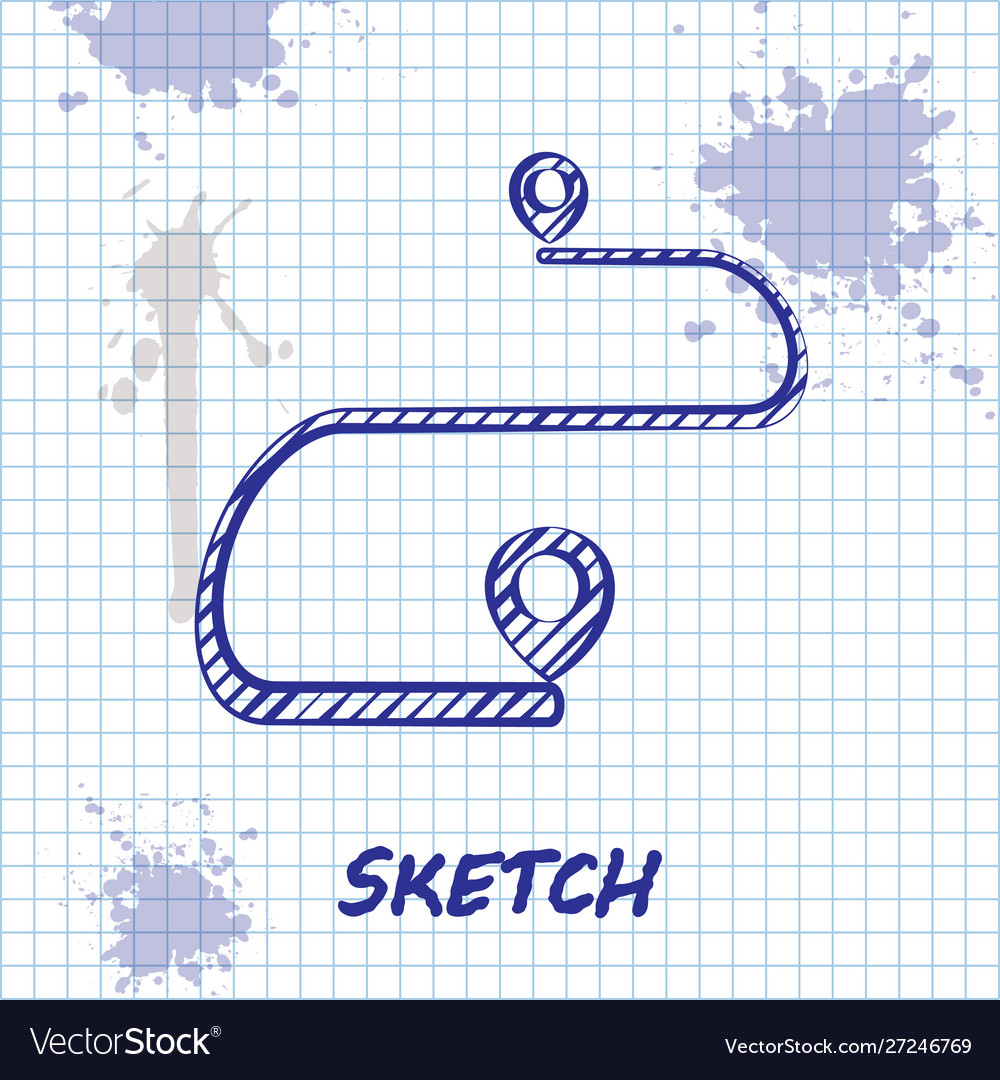 Sketch line route location icon isolated on white
