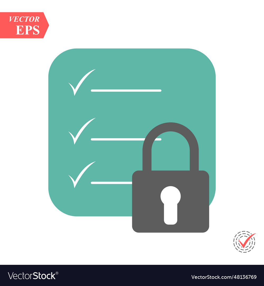 Text or file lock icon in simple outline design