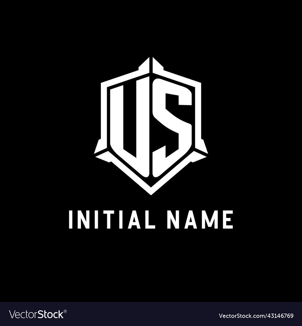 Us logo initial with shield shape design style