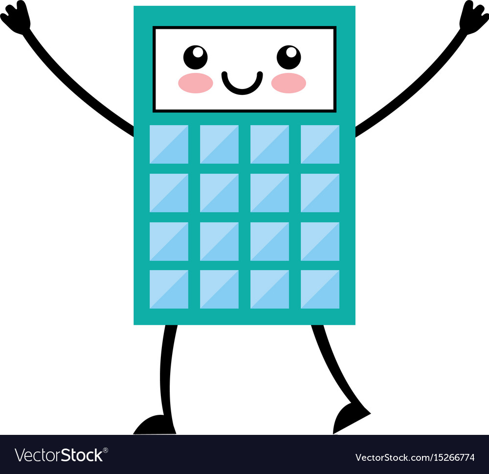 Calculator math kawaii character