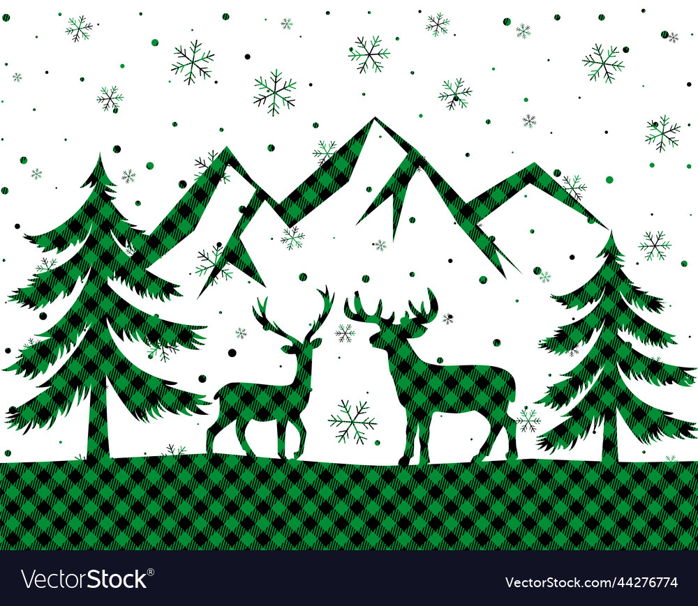 Christmas and new year pattern at buffalo plaid Vector Image